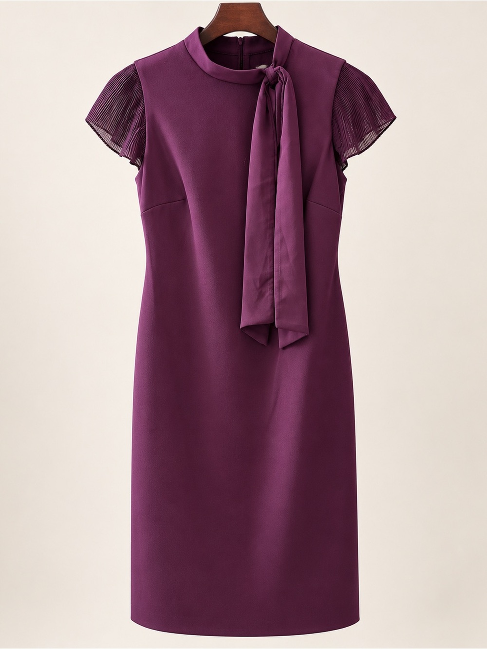 Shelby & Palmer Plum Tie-Neck Dress